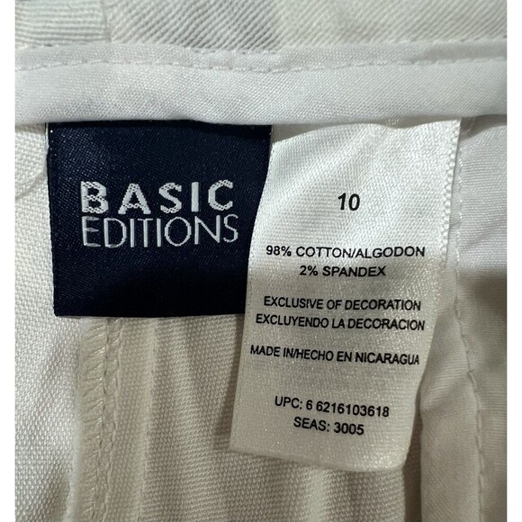 NWOT Basic Editions Chino Capri Pants Women's White Stretch Cotton Size 10 - Picture 5 of 6